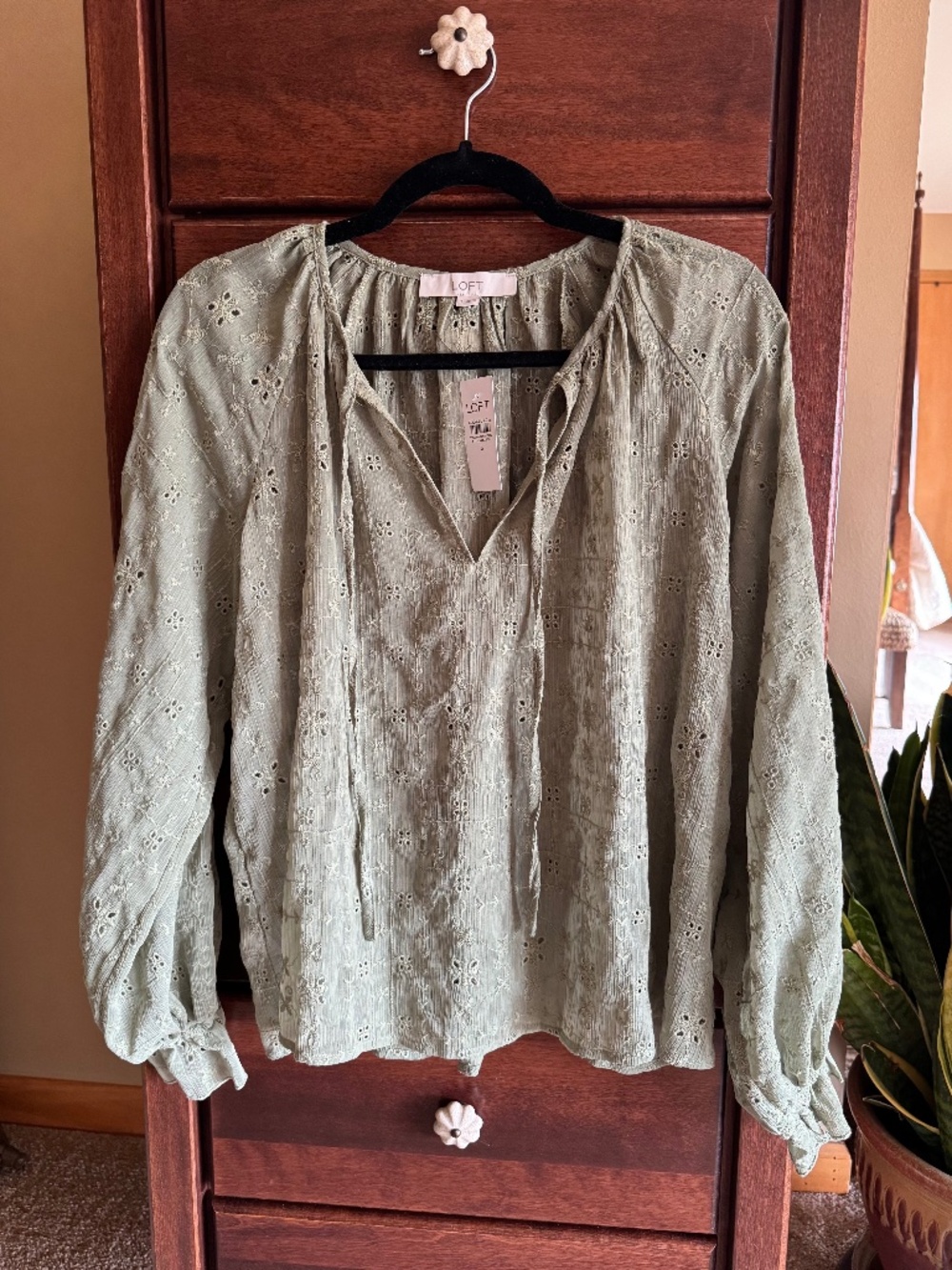 Sage Green Eyelet Blouse